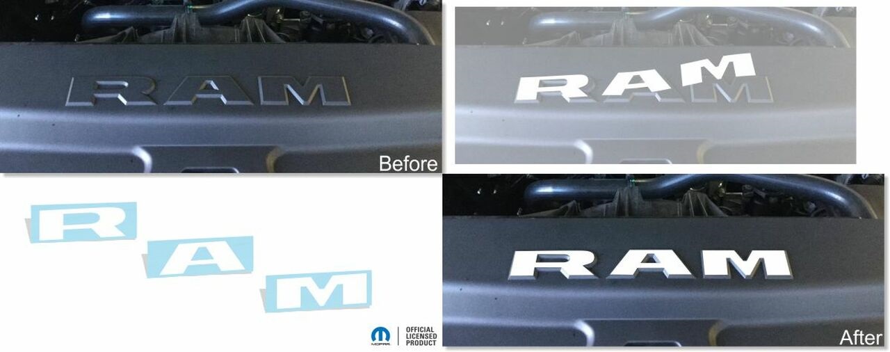 "RAM" Radiator Cover Decal Overlay Kit 2019 Ram Truck - Click Image to Close